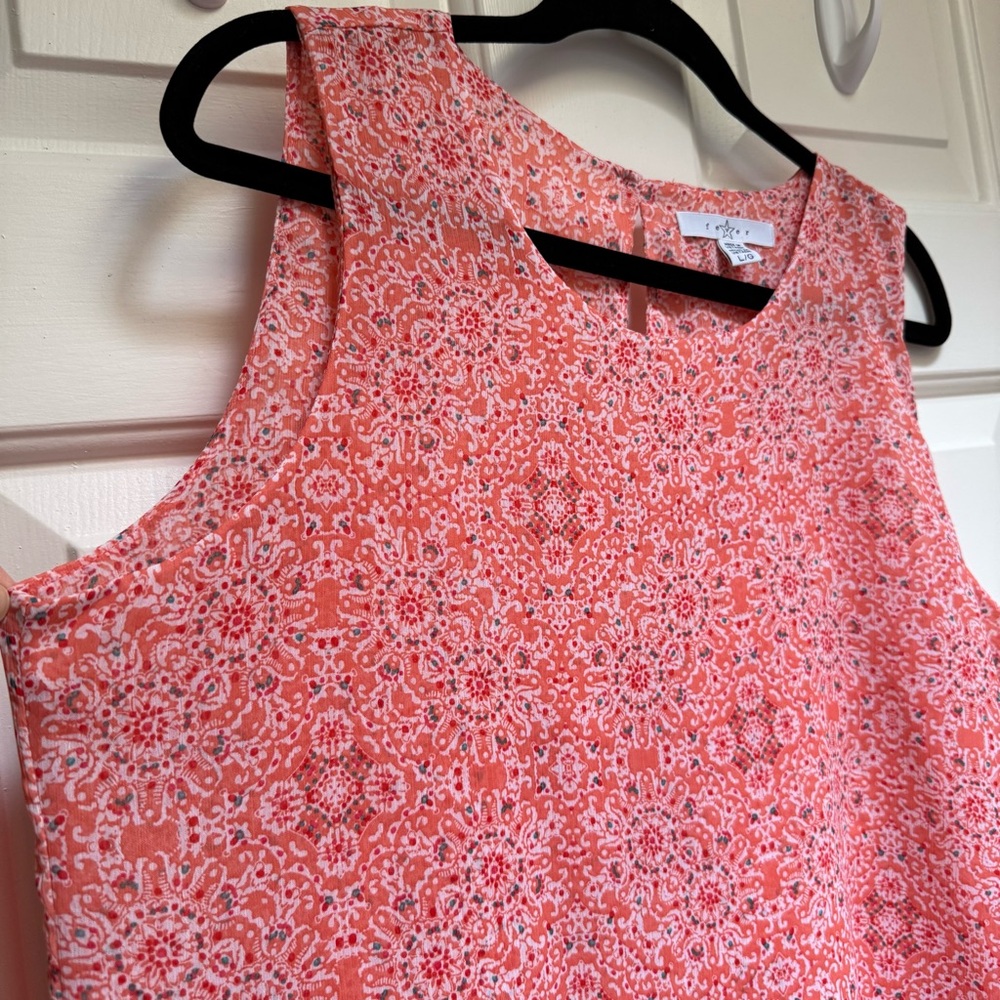 FEVER Sleeveless Coral Peach Orange Medallion Mandala Print Top women size Large - Picture 16 of 16
